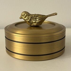 Round Brass Bird Trinket Dish